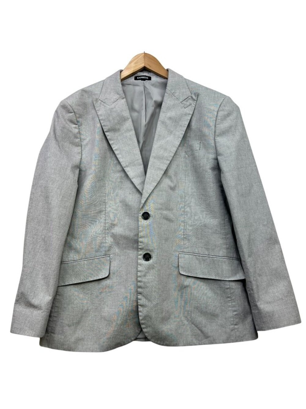 Express Mens Slim Fit Double Button Blazer Jacket Size 42R Light Gray Workwear